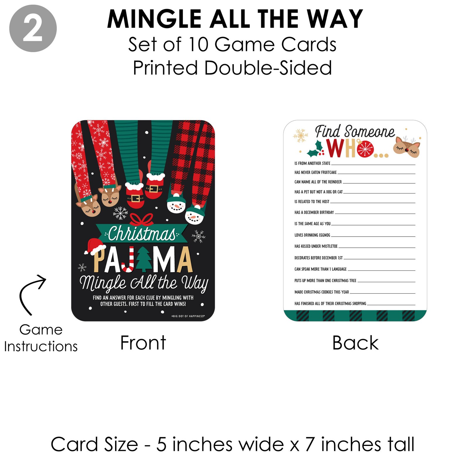 Christmas Pajamas - 4 Holiday Plaid PJ Party Games - 10 Cards Each ...