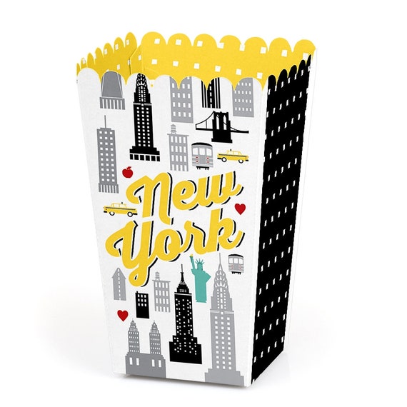 NYC Cityscape New York City Party Favor Popcorn Treat Boxes Set of 12 by Big Dot of