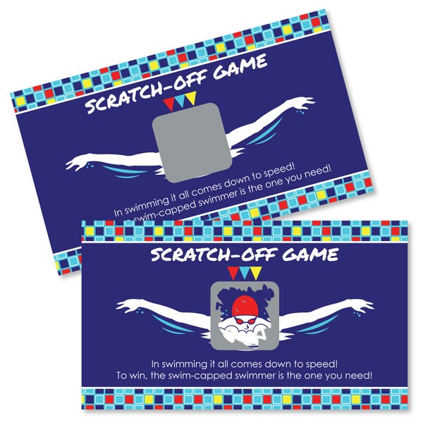 Making Waves - Swim Team - Birthday & Swimming Party Scratch Off Games - Sports Party Scratch Off Game Cards - 22 Ct