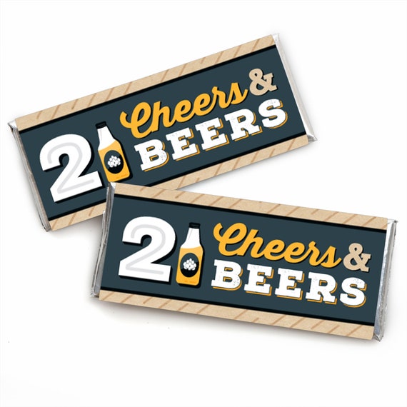 Cheers and Beers to 21 Years - Candy Bar Wrapper 21st Birthday Party Favors - Set of 24 Il_570xn