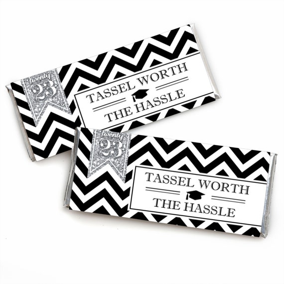 Tassel Worth The Hassle - Silver - Candy Bar Wrapper 2023 Graduation Party Favors - Set of 24 Il_570xn