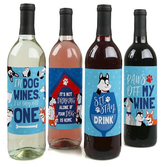 Pawty Like a Puppy Wine Bottle Labels Dog Wine Gifts for Men and