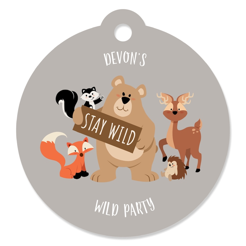 Forest Friends Woodland Baby Shower or Birthday Party Favor Gift Tags 20 Count Woodland Animals Stay Wild Forest Animals