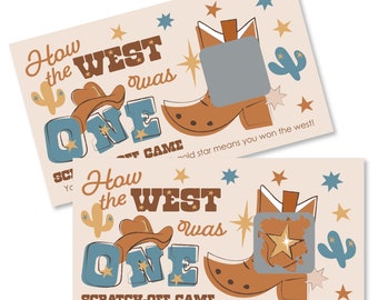 My First Rodeo - Little Cowboy 1st Birthday Party Game Scratch Off Cards - 22 Count