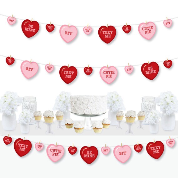 Conversation Hearts - Valentine’s Day Party DIY Decorations - Clothespin Garland Banner - 44 Pieces Il_570xn