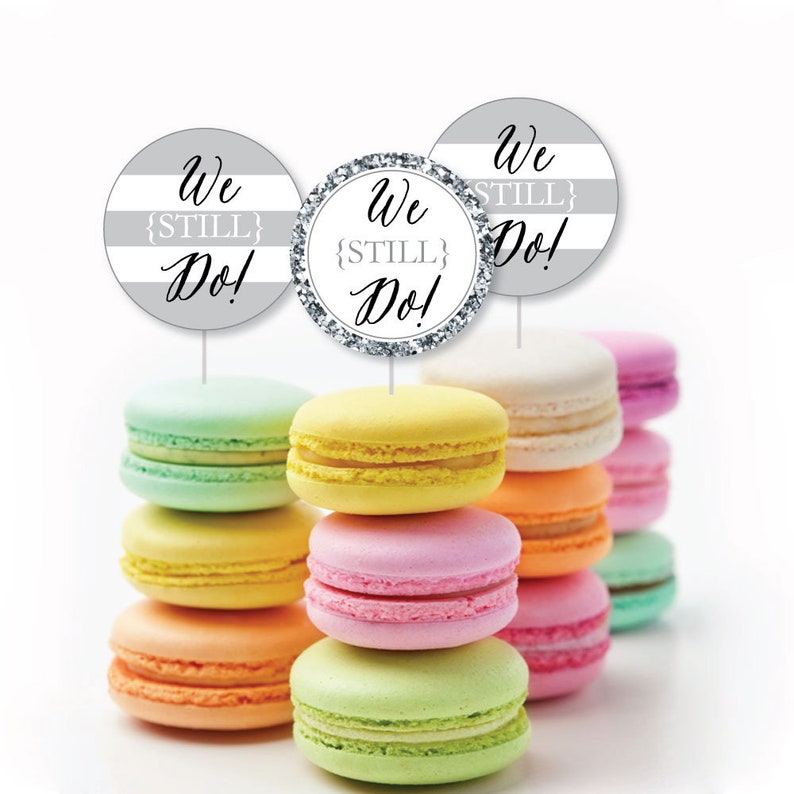 Anniversary Party Clear Treat Picks Wedding Anniversary Treat Picks Dessert Cupcake Toppers Set of 24 Anniversary We Still Do