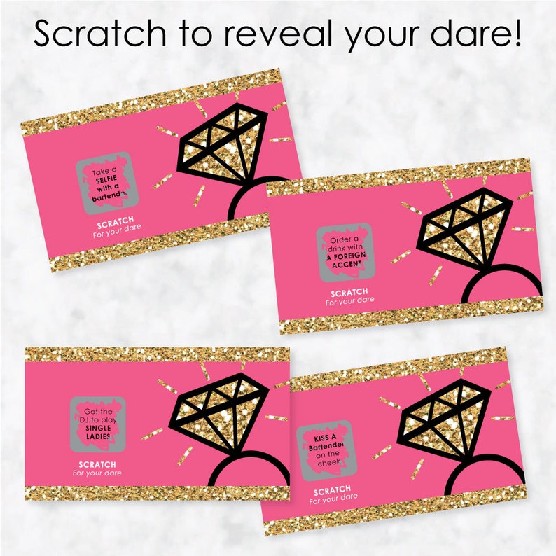 Bachelorette Party Games Girl's Night Out Bachelorette Party Scratch Off Dare Cards Bridal Shower Game Cards Set of 22 image 3