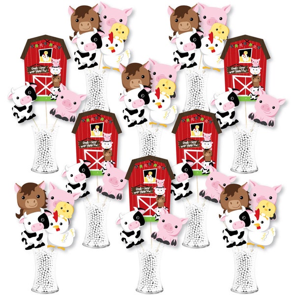 Farm Animals - Barnyard Party Centerpiece Sticks - Showstopper Table Toppers - 35 Pieces