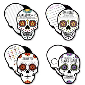 Day of the Dead 4 Halloween Sugar Skull Party Games 10 Cards Each Gamerific Bundle image 1