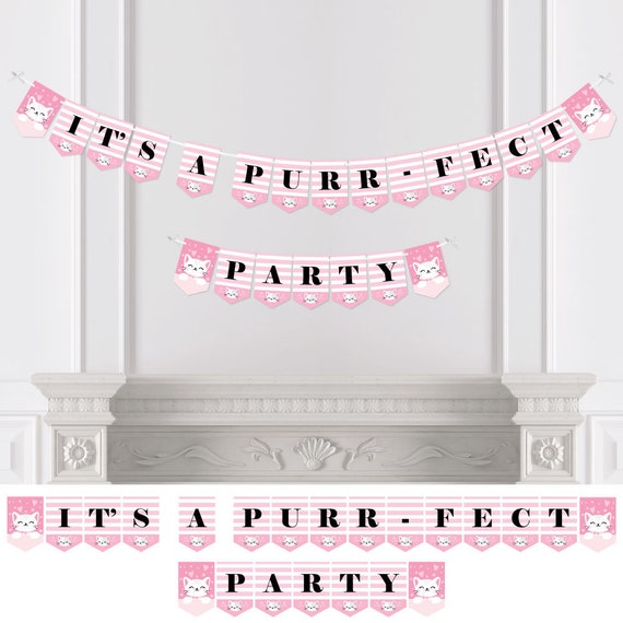 Purr-FECT Kitty Cat - Kitten Meow Baby Shower or Birthday Party Bunting Banner - Party Decorations - It’s a Purr-FECT Party Il_570xn