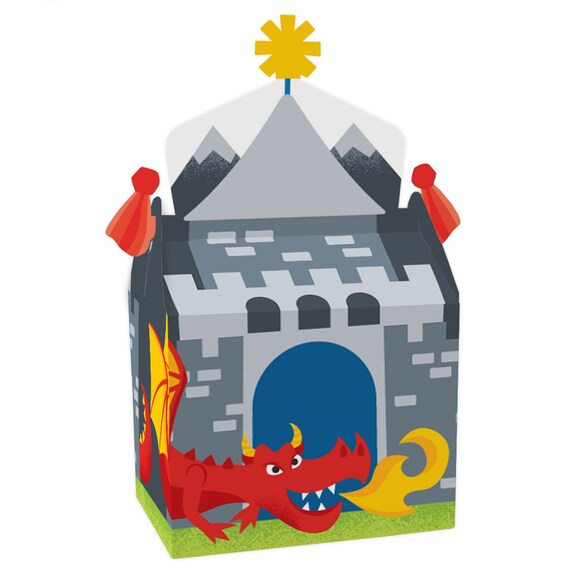 Calling All Knights and Dragons - Treat Box Party Favors - Medieval Party or Birthday Party Goodie Gable Boxes - Set of 12 Il_570xn