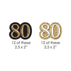 Small 80th Birthday DIY Shaped Paper Cut Outs - Adult 80th Birthday ...