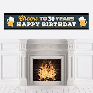 Cheers and Beers to 30 Years - Happy 30th Birthday Decorations Party Banner