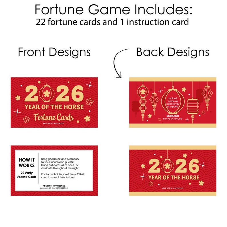 Lunar New Year - 2026 Year of the Horse Game Scratch Off Fortune Cards - 22 Count image 4