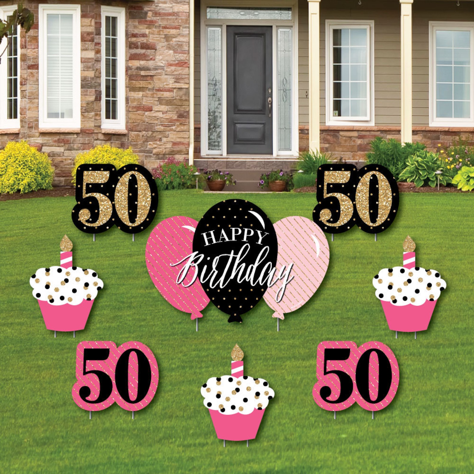Chic 50th Birthday Yard Decorations Birthday Party Cupcake Etsy