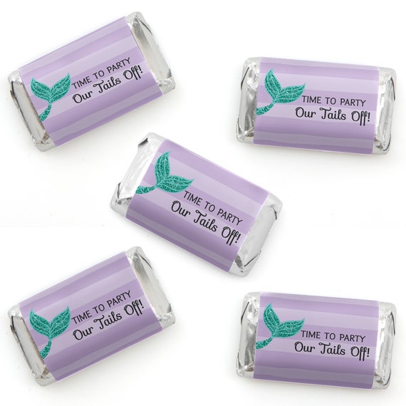 Let's Be Mermaids - Mini Candy Bar Wrapper Stickers - Baby Shower or Birthday Party Small Favors - 40 Count Il_570xn