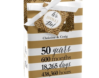 We Still Do - 50th Wedding Anniversary Favor Boxes - Custom Anniversary Party Supplies - Set of 12