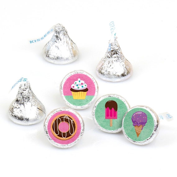Hershey Kiss® Stickers - Sweet Shoppe - Round Candy Party Labels - Candy and Bakery Party Hershey Kisses Labels - Donut - Ice Cream 108 Pc. Il_570xn