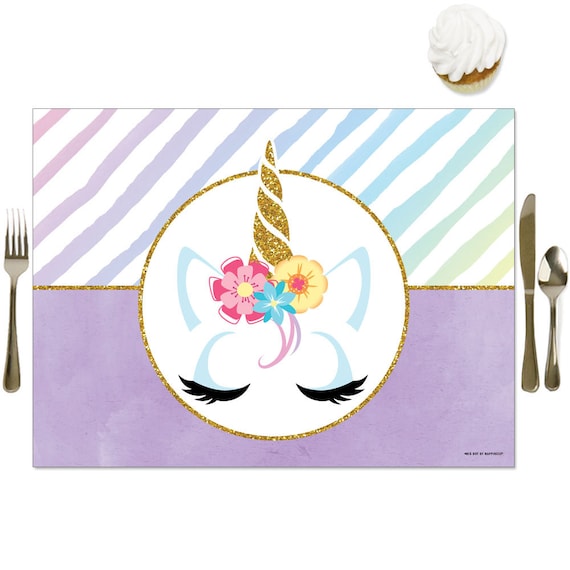 Rainbow Unicorn - Party Table Decorations - Magical Unicorn Baby Shower or Birthday Party Placemats - Set of 16 Il_570xn