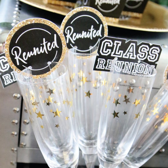 Set of 24 Reunited Shaped School Class Reunion Party Wine Glass Markers