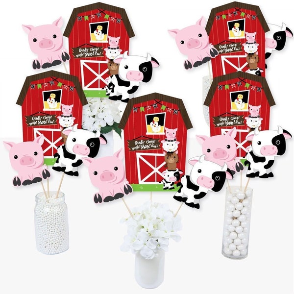 Farm Animals - Centerpiece Sticks - Barnyard Baby Shower Table Toppers - Farm Animal Birthday Party Supplies - 15 Ct.