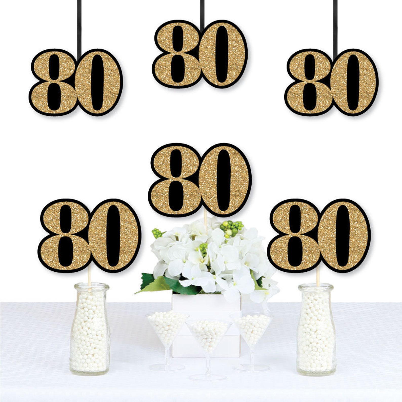 Adult 80th Birthday Gold DIY Birthday Decorations Party - Etsy
