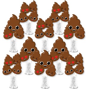 Poop Emoji Party Centerpieces - 10 Fold & Flare Table Decorations For Poop Themed Parties