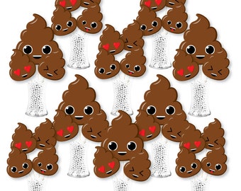 Party ’Til You’re Pooped - Poop Emoji Party Centerpiece Sticks - Showstopper Table Toppers - 35 Pieces