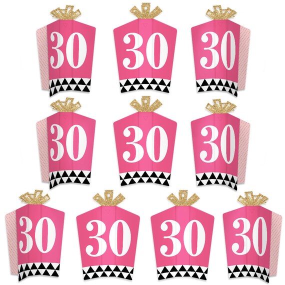 Chic 30th Birthday Pink Black And Gold Table Decorations Etsy