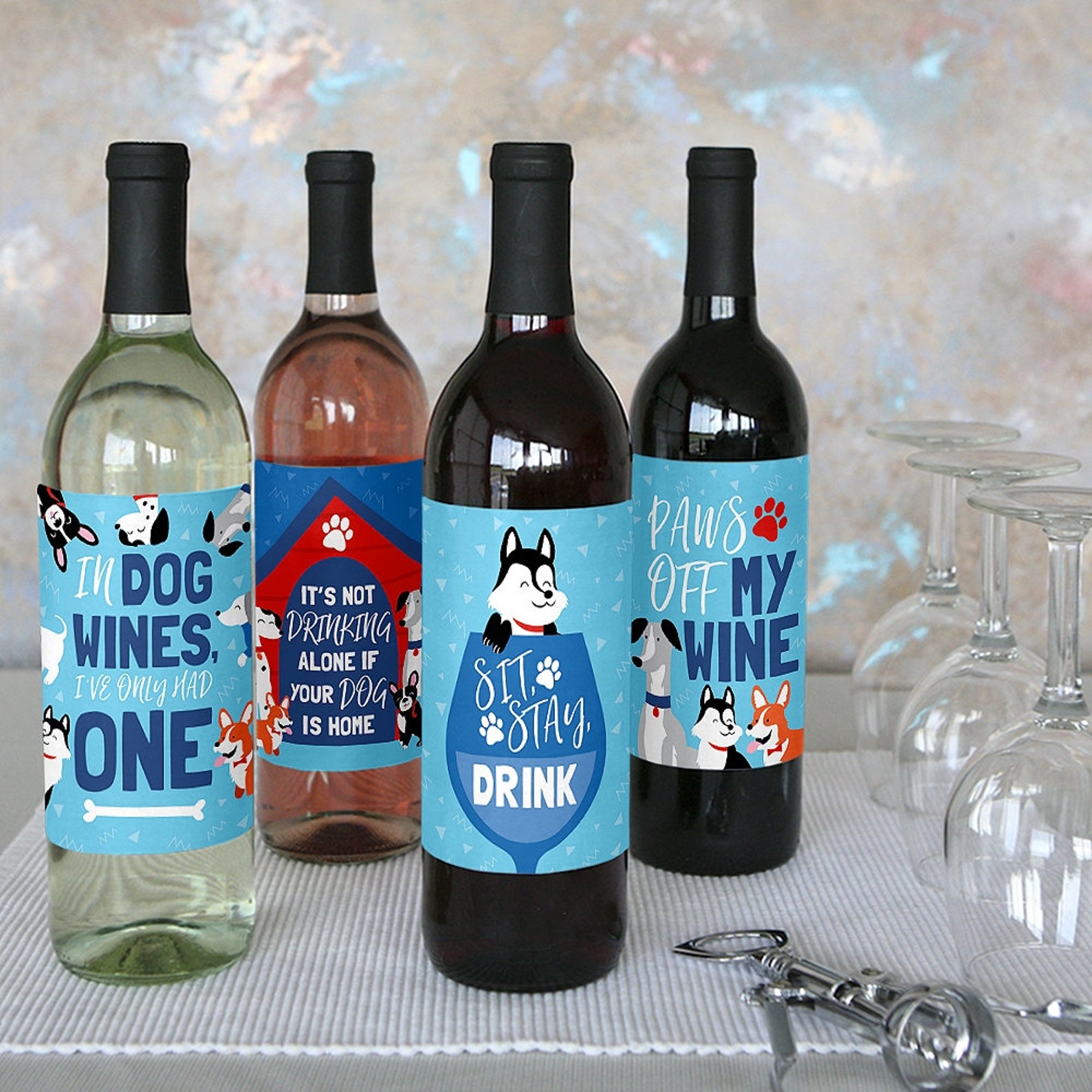 Pawty Like a Puppy Wine Bottle Labels Dog Wine Gifts for Etsy