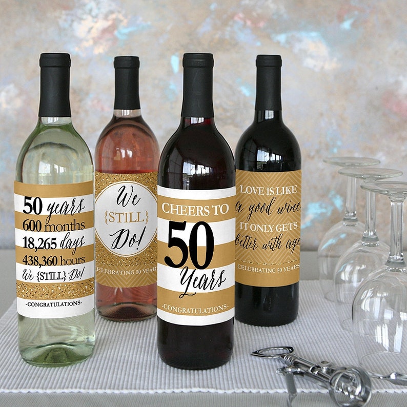 We Still Do 50th Anniversary Wine Bottle Labels for Etsy