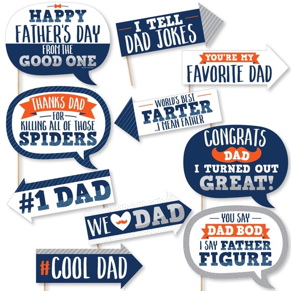 Funny Happy Father's Day - We Love Dad Party Photo Booth Props Kit - 10 ...