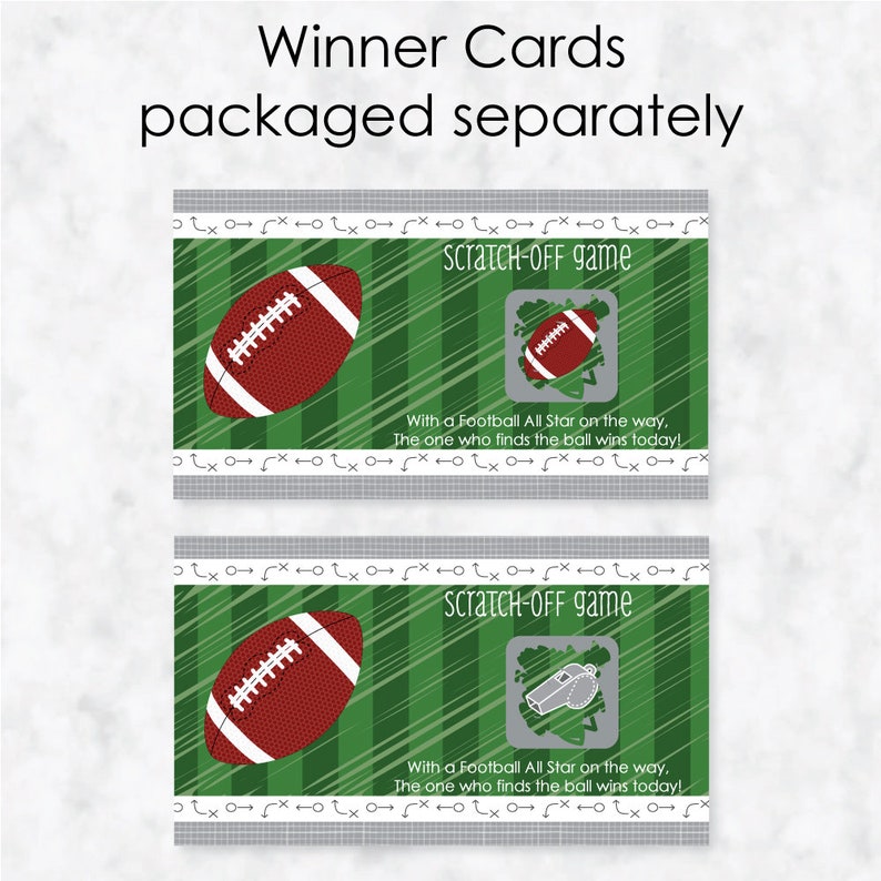 End Zone Football Baby Shower or Birthday Party Scratch Off Games 22 Football Scratch Off Game Cards image 4