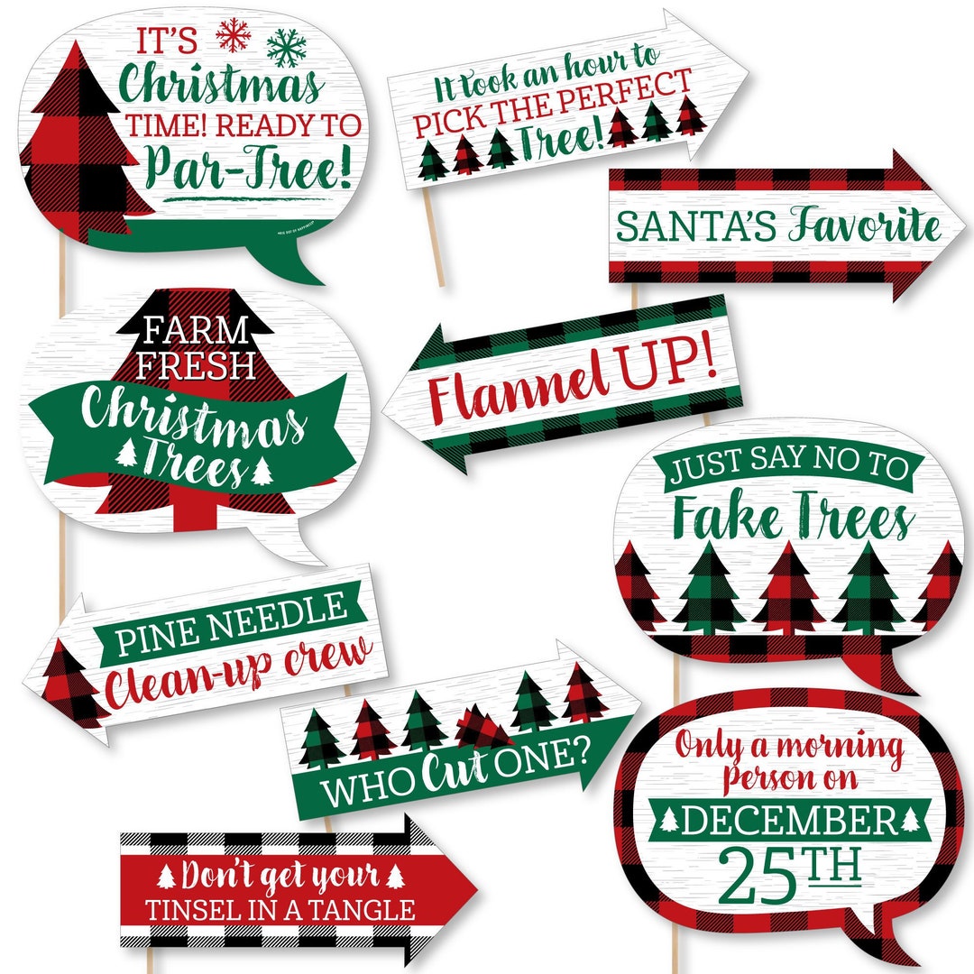Funny Holiday Plaid Trees Buffalo Plaid Christmas Party Photo Booth Props Kit 10 Piece - Etsy