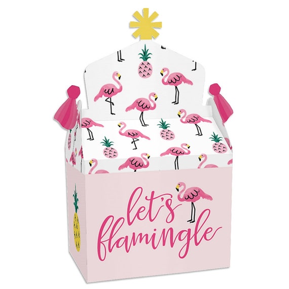 Pink Flamingo - Party Like a Pineapple - Treat Box Party Favors - Tropical Summer Party Goodie Gable Boxes - Set of 12 Il_570xn