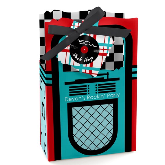 50 S Sock Hop Favor Boxes Personalized 1950s Rock N Roll Party