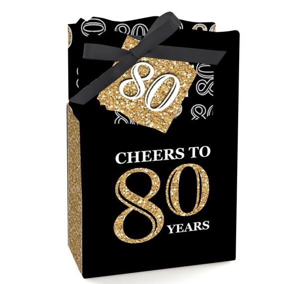 Adult 80th Birthday - Gold - Birthday Party Favor Boxes - Set of 12 Il_570xn