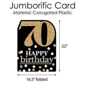 Adult 70th Birthday Gold Happy Birthday Big Greeting Card Giant Shaped Jumborific Card 16.5 x 22 inches image 4