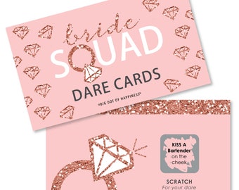 Bride Squad - Rose Gold Bridal Shower or Bachelorette Party Game -  Bachelorette Party Scratch Off Dare Cards -  22 ct.