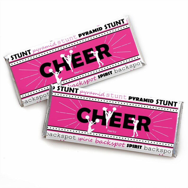 Custom Cheer Party Candy Bar Wrappers Personalized Cheerleading Themed Birthday Wrapper Favors Cheerleading 24 Ct. We/'ve Got Spirit