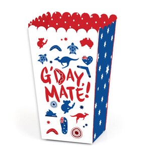 Australia Day - G’Day Mate Aussie Party Favor Popcorn Treat Boxes - Set of 12
