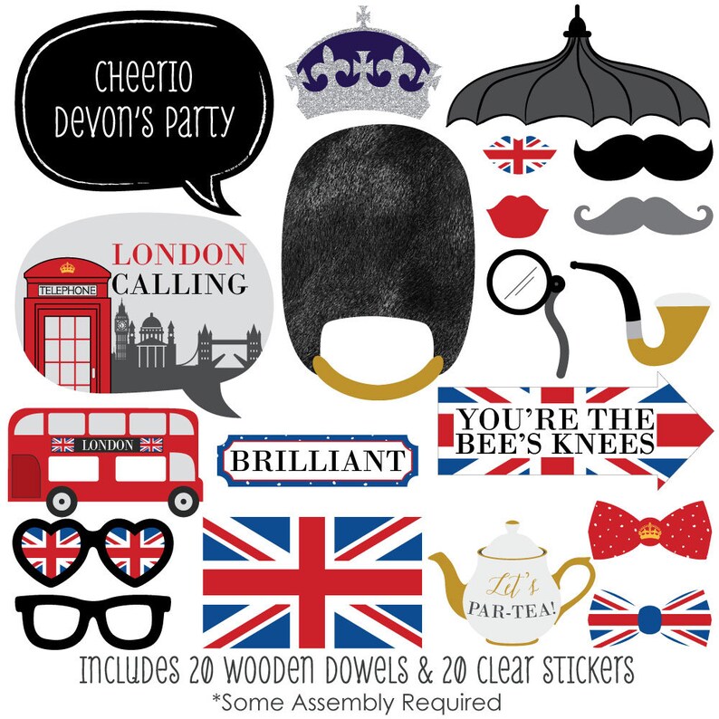 London Photo Booth Props London With Mustache Hat Bow Tie Etsy
