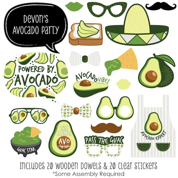 Hello Avocado - Photo Booth Props - Fiesta Party Photo Booth Props with ...