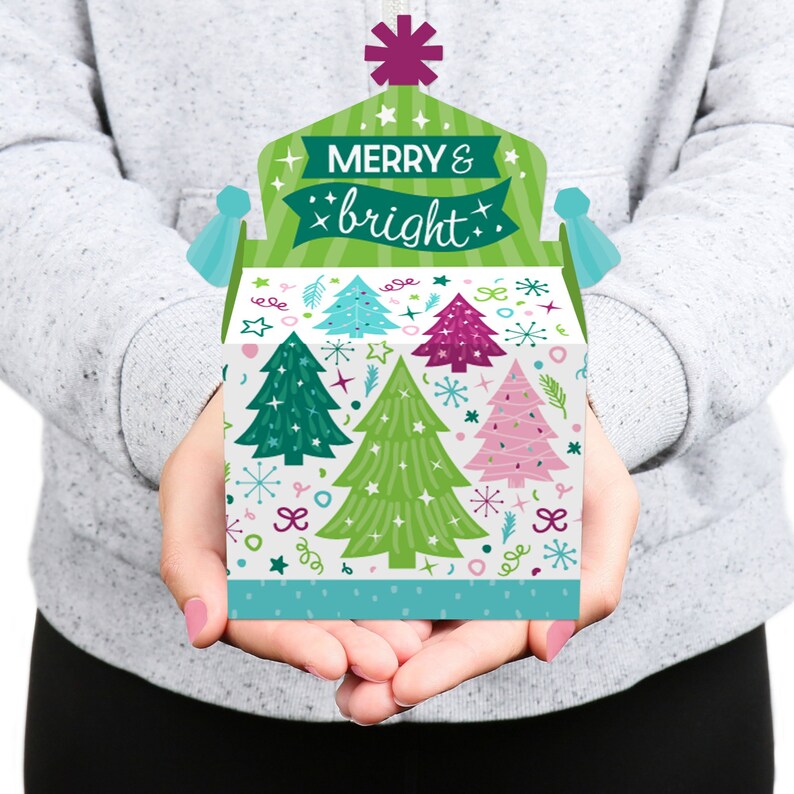 Merry Little Christmas Tree Treat Box Party Favors Red Etsy