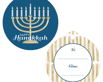 Happy Hanukkah - Chanukah to and from Favor Gift Tags - Set of 20