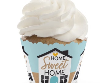 Welcome Home Housewarming - New Sweet Home Decorations - Party Cupcake Wrappers - Set of 12