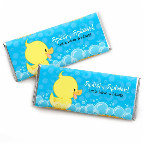 Ducky Duck - Candy Bar Wrapper Baby Shower or Birthday Party Favors - Set of 24