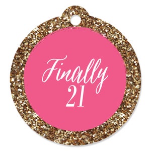 21st Birthday Party Tags Finally 21 GirlSet of 20 image 1