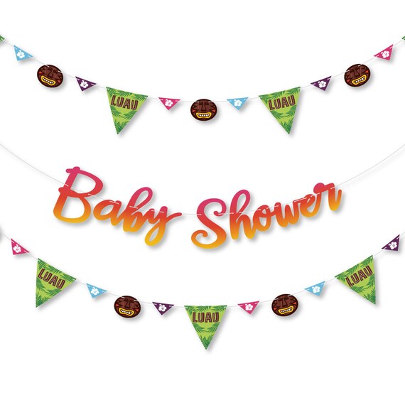 Tiki Luau Tropical Hawaiian Summer Baby Shower Letter Banner