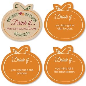 Friends Thanksgiving Feast - Drink If Friendsgiving Party Game - Fall Dinner Party Games - Adult Drinking Game - Party Games - Set of 24